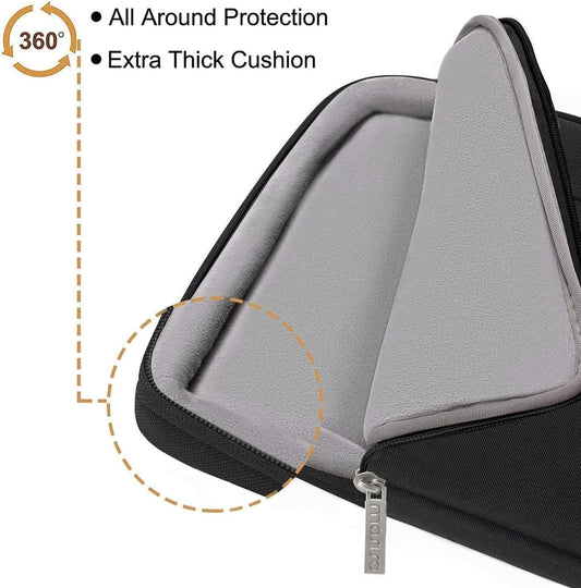 MOSISO 360 Protective Laptop Sleeve Compatible with MacBook Air/Pro, 13-13.3 inch Notebook, Compatible with MacBook Pro 14 inch M3 M2 M1 Chip 2023-2021 with Belt&3 Horizontal Parallel Pockets, Black iMosiso