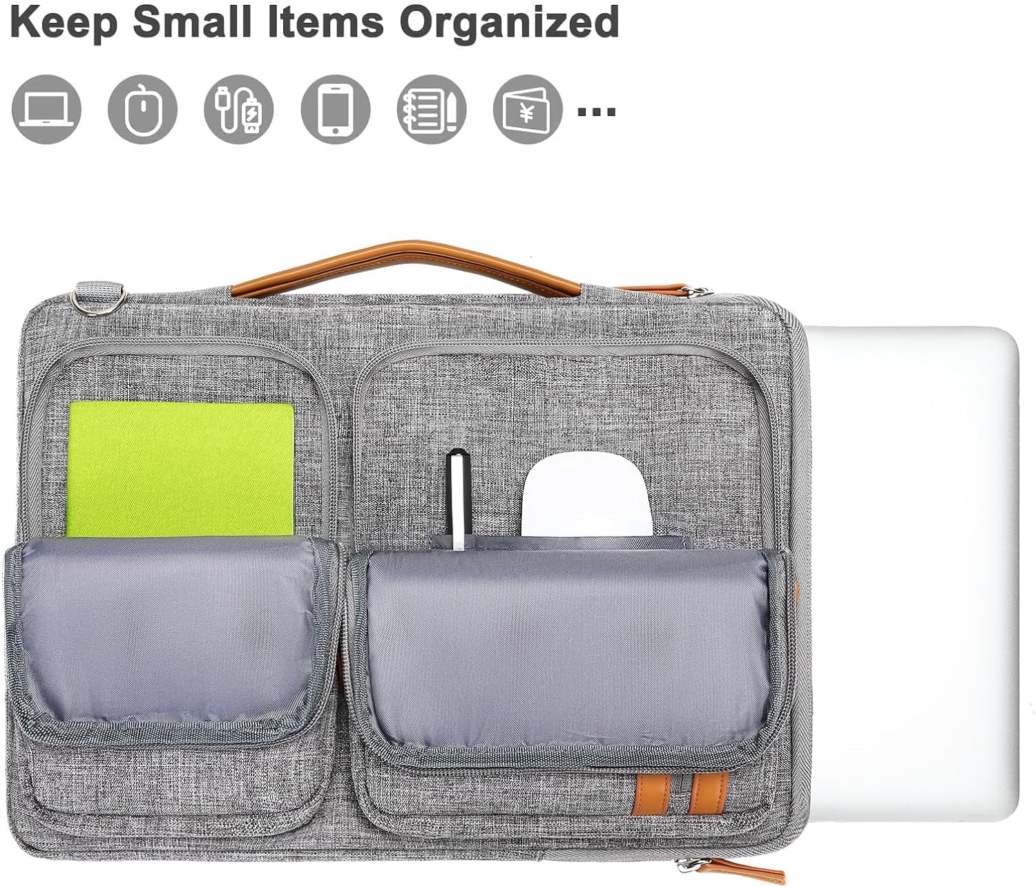 MOSISO 360 Protective Laptop Bag, 13.3 inch Computer Bag Compatible with MacBook Pro 14, HP, Dell, Asus Notebook, Side Open Messenger Bag with 2 Rectangle Zipper Pockets & Extendable Handle, Gray iMosiso