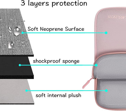 MOSISO Laptop Sleeve Compatible with MacBook Air 13 M2 A2681 M1 A2337 A2179 A1932 2023-2018/Pro M2 M1 A2338 A2251 A2289 A2159 A1989 A1706 A1708, Neoprene Briefcase Bag with Detachable Small Case, Pink iMosiso
