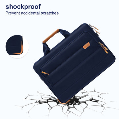 MOSISO Men Laptop Briefcase Shoulder Bag with Trolley Sleeve & Front Rectangle Horizontal Pockets, Multi Storage Notebook Carry Case for Business Travel