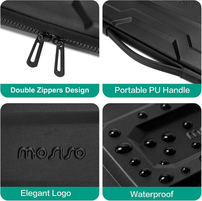 MOSISO 13-16 inch Laptop Hard Case, Waterproof Shockproof Computer Bag Compatible with MacBook HP Dell, Mechanical Geometric EVA Carrying Sleeve Laptop Case Hard Shell with Handle, Black