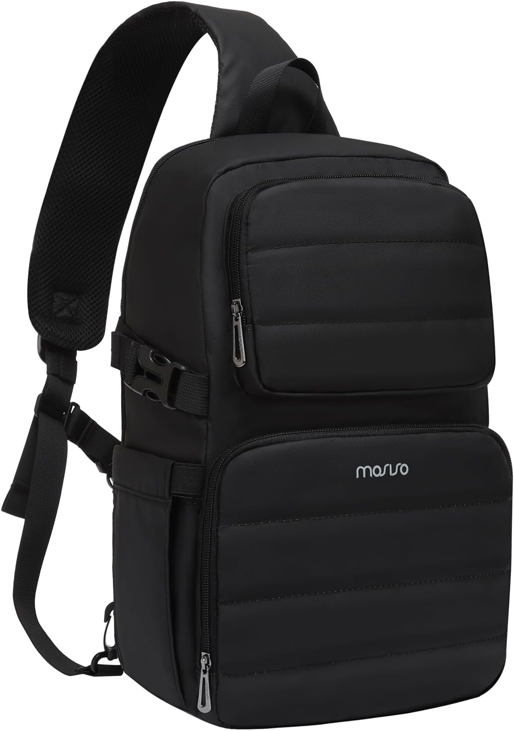 MOSISO Sling Backpack Travel Hiking Daypack for Men Women, Waterproof Crossbody Sling Bag with USB Charging Port & 2 Front Pockets One Shoulder Chest Bag for Outdoor Sports, Black iMosiso