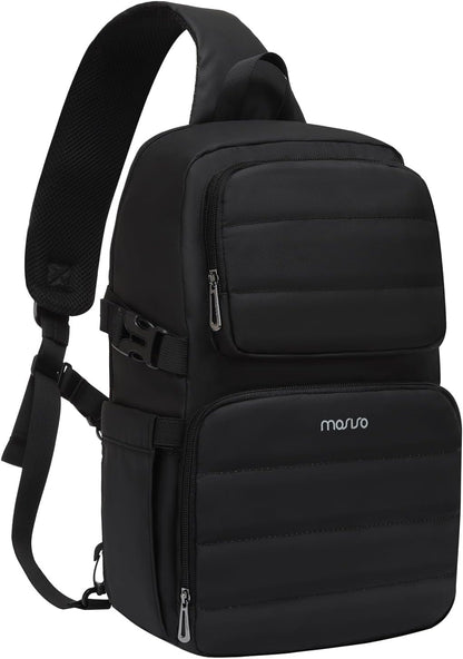 MOSISO Sling Backpack Travel Hiking Daypack for Men Women, Waterproof Crossbody Sling Bag with USB Charging Port & 2 Front Pockets One Shoulder Chest Bag for Outdoor Sports, Black iMosiso