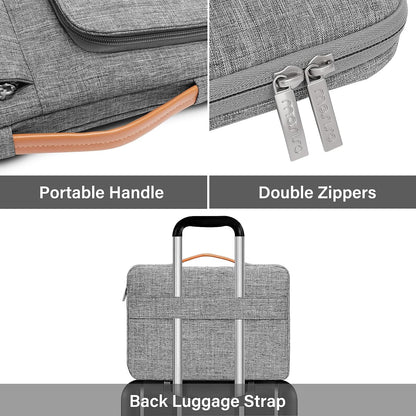 MOSISO 360 Protective Laptop Sleeve Compatible with MacBook Air/Pro, 13-13.3 inch Notebook,Compatible with MacBook Pro 14 inch 2023-2021 M2 M1, Side Open Bag with 2 Accessory Pockets&Handle&Belt, Gray iMosiso