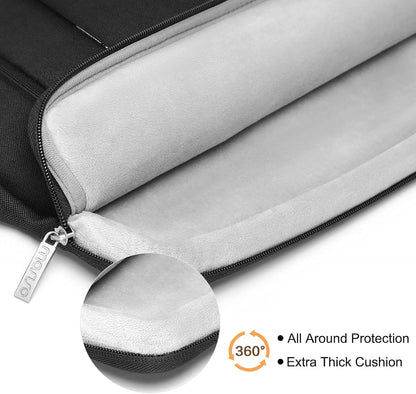 MOSISO 360 Protective Laptop Shoulder Bag Compatible with MacBook Air 15 M2 A2941 2023/Pro 16 A2780 A2485 A2141, 15-15.6 inch Notebook with Belt & 1 Raised and 2 Horizontal Parallel Pockets, Black iMosiso