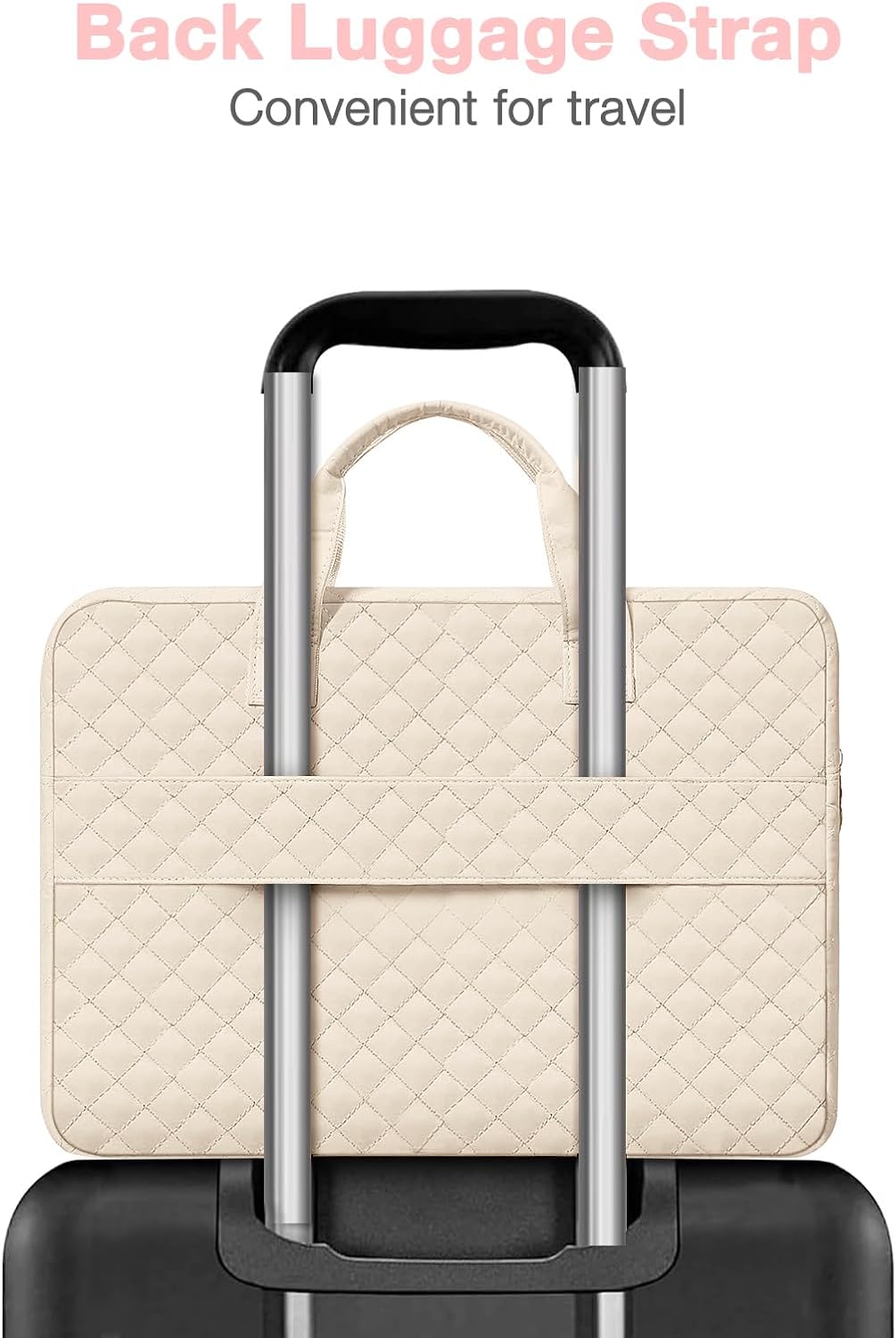 MOSISO 360 Protective Laptop Sleeve Compatible with MacBook Air/Pro,13-13.3 inch Notebook,Compatible with MacBook Pro 14 M3 M2 M1 2024-2021, Square Quilted Bag with 2 Pockets&Handle&Belt, Sand iMosiso