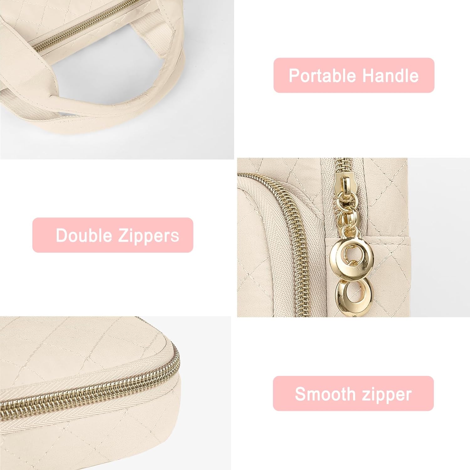 MOSISO 360 Protective Laptop Sleeve Compatible with MacBook Air/Pro,13-13.3 inch Notebook,Compatible with MacBook Pro 14 M3 M2 M1 2024-2021, Square Quilted Bag with 2 Pockets&Handle&Belt, Sand iMosiso