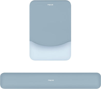 MOSISO Wrist Rest Support Mouse Pad & Keyboard Set, Slate Gray Rectangular Ergonomic Mousepad, Non-Slip Base, Home/Office Pain Relief & Easy Typing, Neoprene Cloth & Raised Silicone Lining