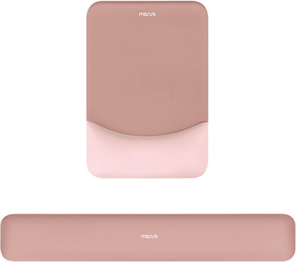 MOSISO Wrist Rest Support Mouse Pad & Keyboard Set, Slate Gray Rectangular Ergonomic Mousepad, Non-Slip Base, Home/Office Pain Relief & Easy Typing, Neoprene Cloth & Raised Silicone Lining