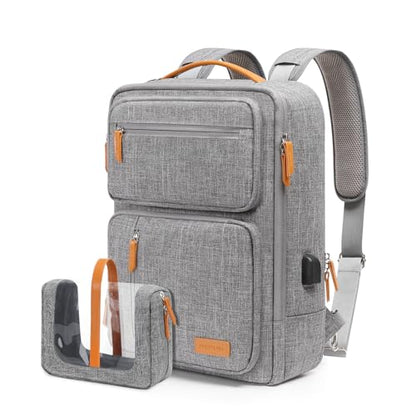 MOSISO Laptop Backpack for Men Women, 15.6-16 inch Laptop Bag, Carry On Daypack for Travel Work, 3 in 1 Flight Approved Computer Travel Backpack with USB Charging Port & Toiletry Bag, Gray iMosiso