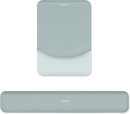 MOSISO Wrist Rest Support Mouse Pad & Keyboard Set, Slate Gray Rectangular Ergonomic Mousepad, Non-Slip Base, Home/Office Pain Relief & Easy Typing, Neoprene Cloth & Raised Silicone Lining