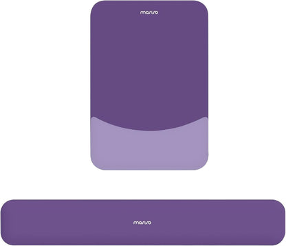 MOSISO Wrist Rest Support Mouse Pad & Keyboard Set, Slate Gray Rectangular Ergonomic Mousepad, Non-Slip Base, Home/Office Pain Relief & Easy Typing, Neoprene Cloth & Raised Silicone Lining