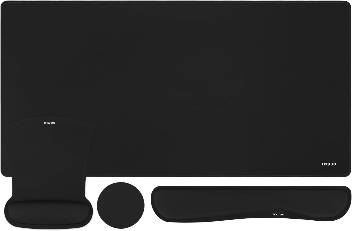 MOSISO Keyboard Mouse Pad Set, Large Gaming Mousepad&Keyboard Wrist Rest&Mouse Wrist Rest&Coaster, Ergonomic Non-Slip Mousepad&Easy Typing Cushion with Memory Foam for Home Office