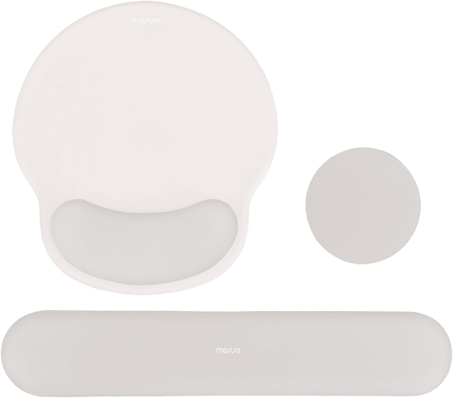 MOSISO Wrist Rest Support for Mouse Pad&Keyboard Set, Circle Curved Ergonomic Mousepad&Coaster Non-Slip Base Home/Office Pain Relief&Easy Typing Pad with Soft Cloth&Silicone Lining