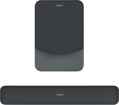MOSISO Wrist Rest Support Mouse Pad & Keyboard Set, Slate Gray Rectangular Ergonomic Mousepad, Non-Slip Base, Home/Office Pain Relief & Easy Typing, Neoprene Cloth & Raised Silicone Lining