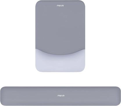 MOSISO Wrist Rest Support Mouse Pad & Keyboard Set, Slate Gray Rectangular Ergonomic Mousepad, Non-Slip Base, Home/Office Pain Relief & Easy Typing, Neoprene Cloth & Raised Silicone Lining