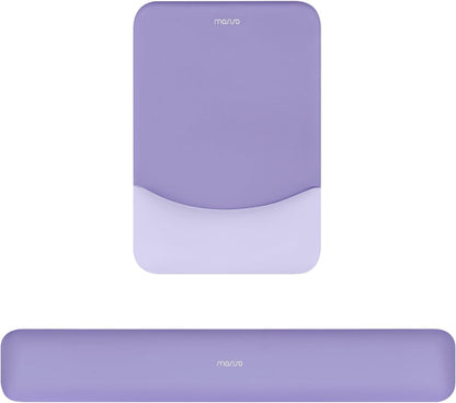 MOSISO Wrist Rest Support Mouse Pad & Keyboard Set, Slate Gray Rectangular Ergonomic Mousepad, Non-Slip Base, Home/Office Pain Relief & Easy Typing, Neoprene Cloth & Raised Silicone Lining