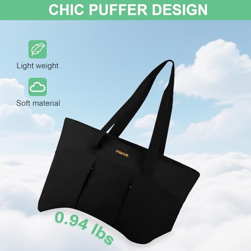 MOSISO Canvas Beach Tote Bags, Large Capacity Canvas Laptop Tote Bag, Carrying Large Beach Pool Bag Laptop Compartment & Back Belt for Travel, Work, Teacher, Gym, Nursing, College, Black