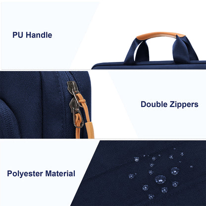 MOSISO Men Laptop Briefcase Shoulder Bag with Trolley Sleeve & Front Rectangle Horizontal Pockets, Multi Storage Notebook Carry Case for Business Travel