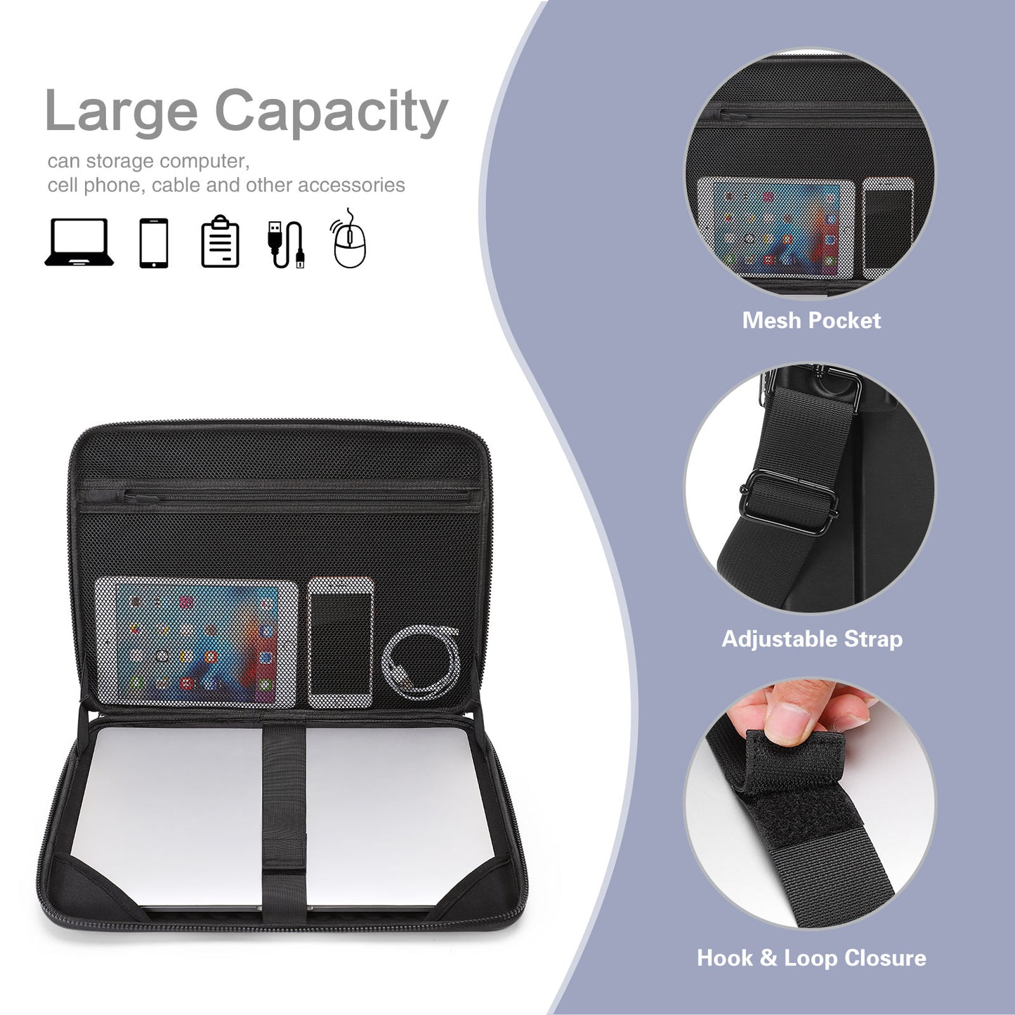 MOSISO Hard Shell Laptop Case Sleeve, 15.6-17.3 inch Computer Bag Compatible with MacBook Air 15/Pro 16,HP,Dell,Lenovo,Asus, Notebook, Abstract Geometric Waterproof Carrying Case Bag with Strap, Black iMosiso