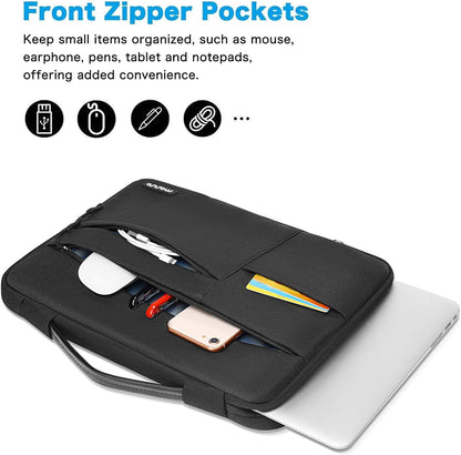 MOSISO 360 Protective Laptop Sleeve Compatible with MacBook Air 13 M2 A2681 M1 A2337 A2179 A1932 / Pro 13 M2 M1 A2338 A2251 A2289 A2159 A1989 A1706 A1708 with Belt&3 Horizontal Parallel Pockets, Black iMosiso