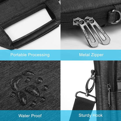 MOSISO Laptop Shoulder Bag,15 inch Computer Bag Compatible with MacBook, HP, Dell, Lenovo, Asus Notebook,15.6 inch Laptop Sleeve Bag with 2 Raised Zipper Pockets & Hidden Pockets & Handle & Belt,Black iMosiso