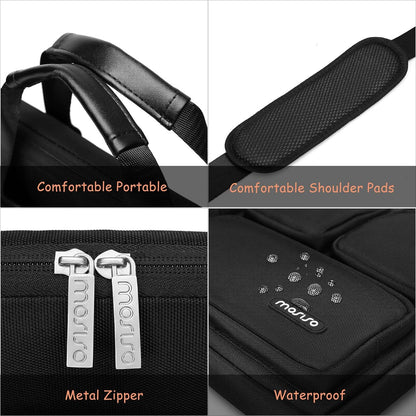 MOSISO Laptop Shoulder Messenger Bag Compatible with MacBook Pro 16 inch 2023-2019 M2 A2780 M1 A2485 A2141,15-15.6 inch Notebook,Polyester Briefcase Sleeve with 4 Front Zipper Pockets & Belt,Black iMosiso