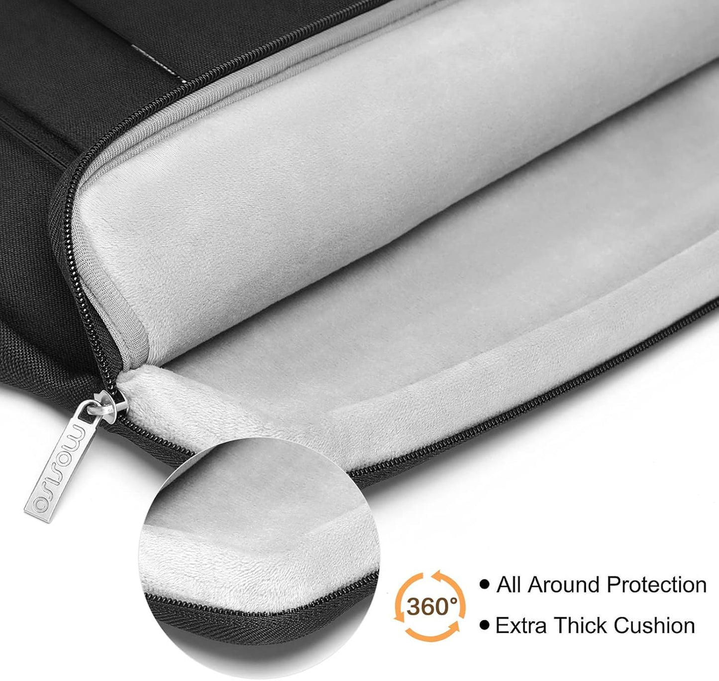 MOSISO 360 Protective Laptop Shoulder Bag Compatible with MacBook Air 15 M2 A2941 2023/Pro 16 A2780 A2485 A2141, 15-15.6 inch Notebook with Belt & 1 Raised and 2 Horizontal Parallel Pockets, Black