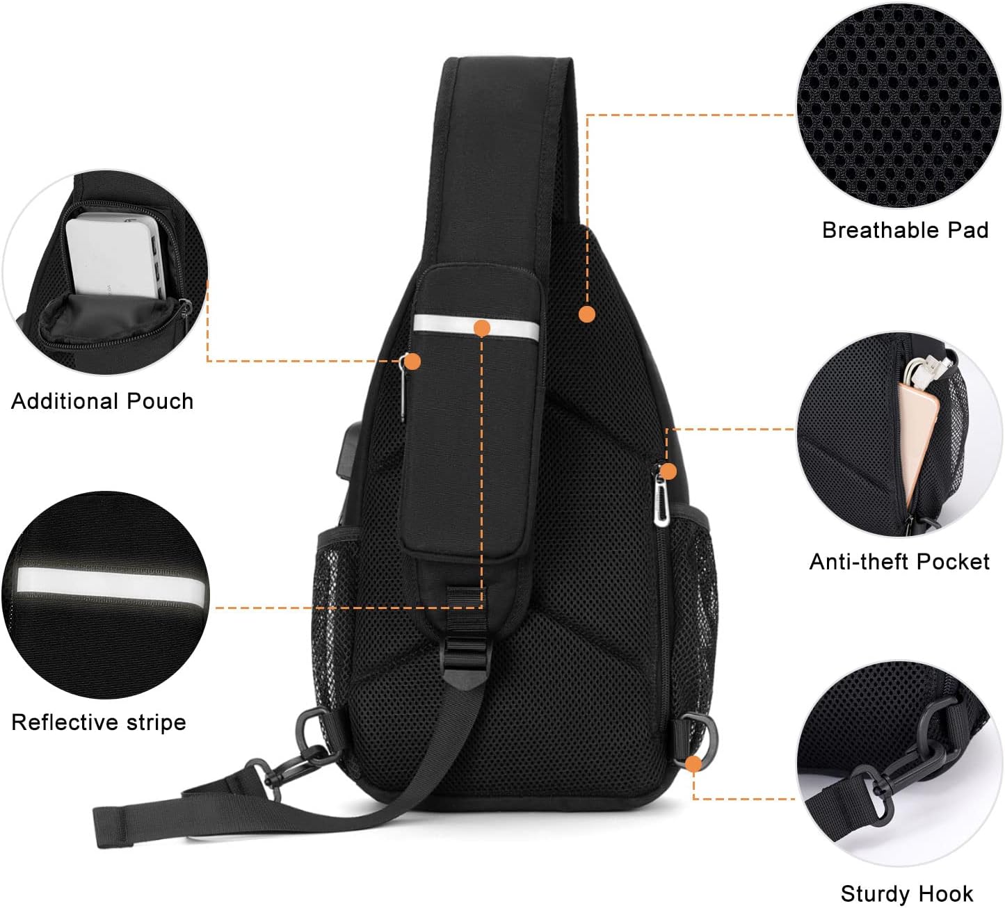 AOLIDA Men Sling Bag Leather Unbalance Chest Shoulder Bags Casual Crossbody Bag  Travel Hiking Daypacks : Amazon.in: Fashion