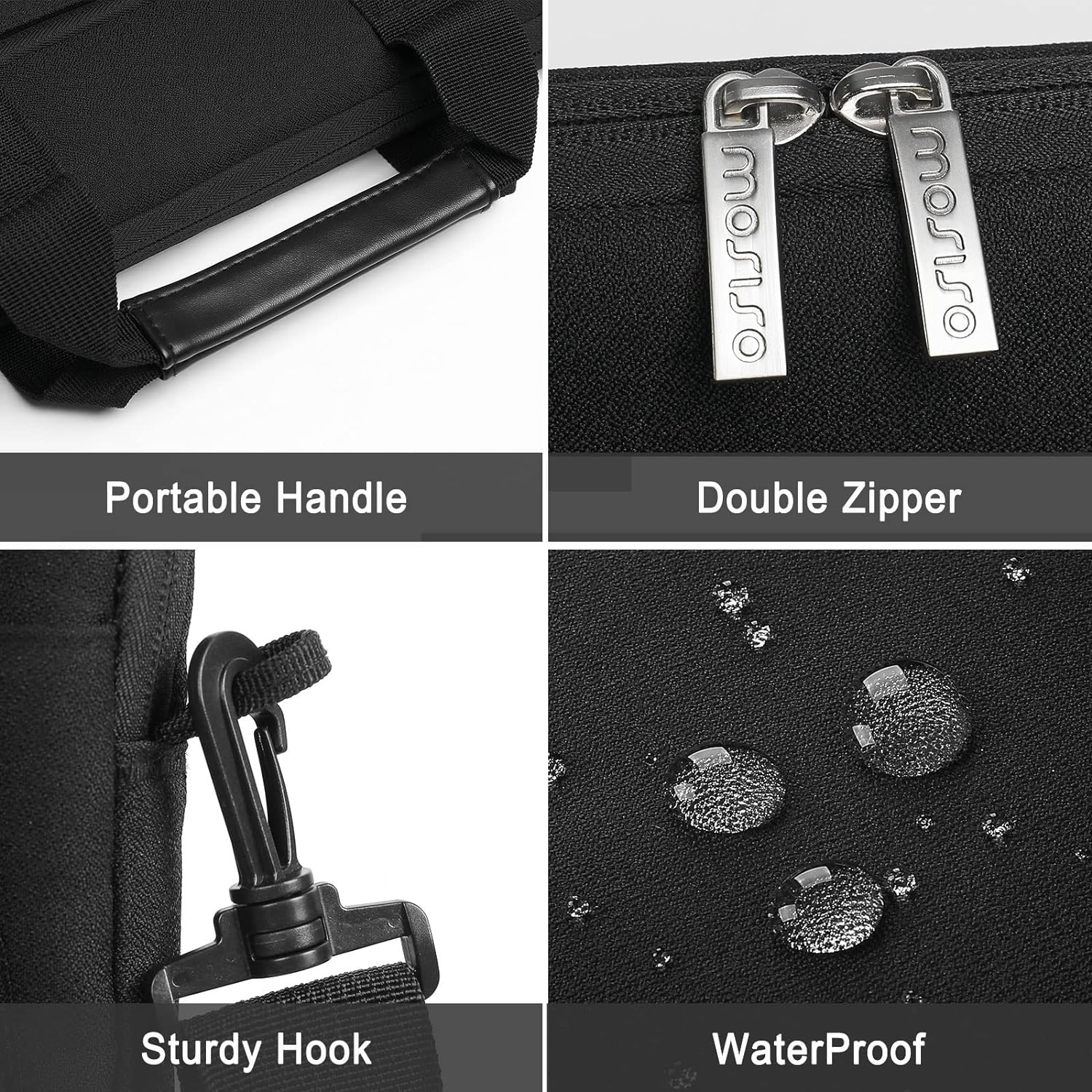 MOSISO 360 Protective Laptop Shoulder Messenger Bag 15.6 inch Compatible with MacBook, HP, Dell, Lenovo, Asus Notebook, Computer Bag with Front Hidden Horizontal&Left Small&Right Big Pockets, Black iMosiso