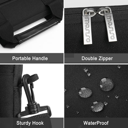 MOSISO 360 Protective Laptop Shoulder Messenger Bag 15.6 inch Compatible with MacBook, HP, Dell, Lenovo, Asus Notebook, Computer Bag with Front Hidden Horizontal&Left Small&Right Big Pockets, Black iMosiso