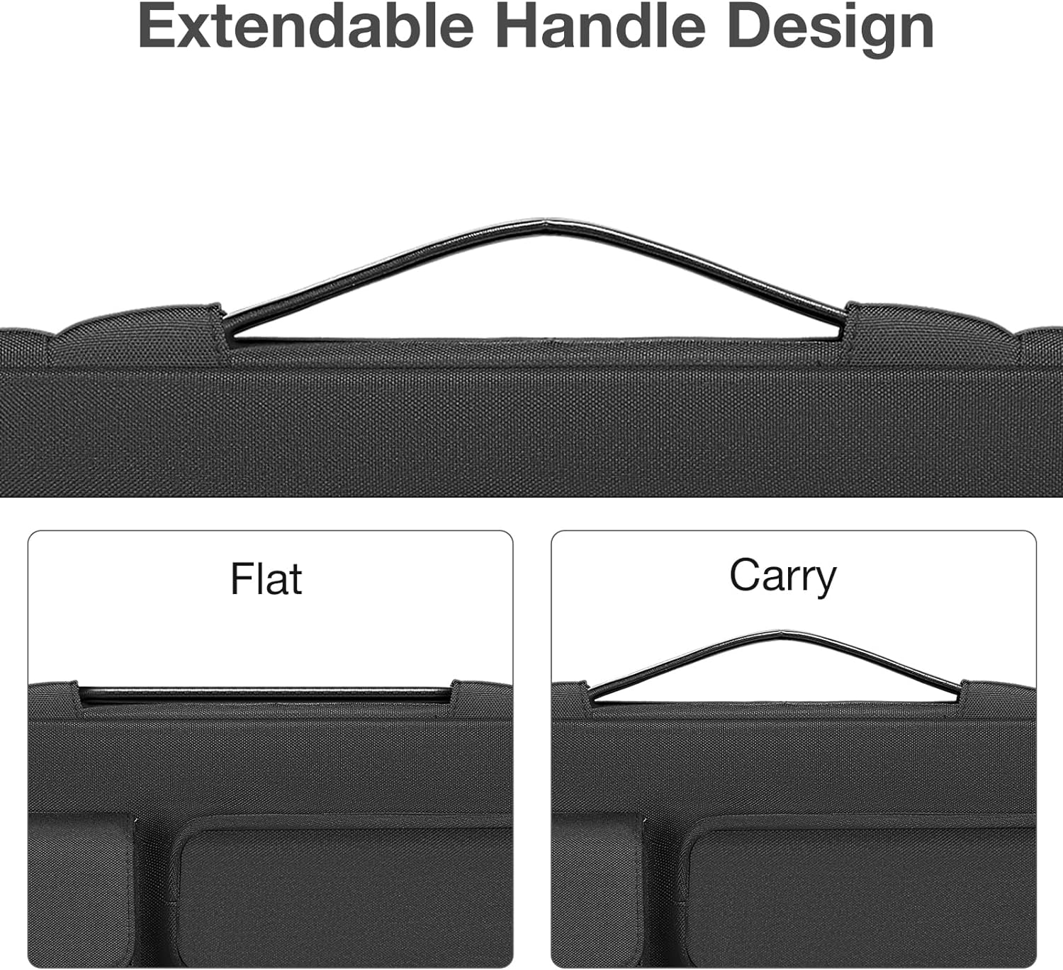 MOSISO 360 Protective Laptop Sleeve Compatible with MacBook Air 13 inch M3 M2 M1 2024-2018 / Pro 13 inch 2024-2016 / Surface Pro 9/8/7/X, Side Open Bag with 2 Raised&1 Flapover Pockets, Black iMosiso