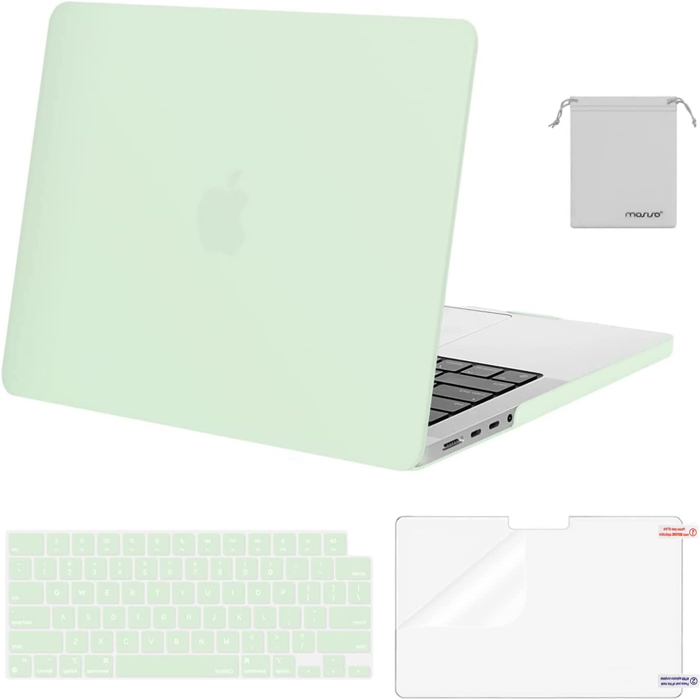 MOSISO Compatible with MacBook Pro 14 inch Case 2025 2024 2023 2022 2021 M4 M3 M2 M1 A3112 A3185 A3401 A2918 A2992 A2779 A2442, Plastic Hard Shell&Keyboard Cover&Screen Film&Pouch, Transparent