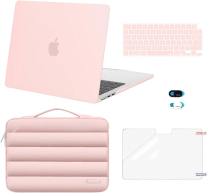 MOSISO Compatible with MacBook Air 13 inch Case M5 2026 M4 2025 M3 M2 2024-2022 A3449 A3240 A3113 A2681, Hard Case&Puffy Bag&Keyboard Cover&Webcam Cover&ScreenFilm for MacBook Air 13.6, Antique Green