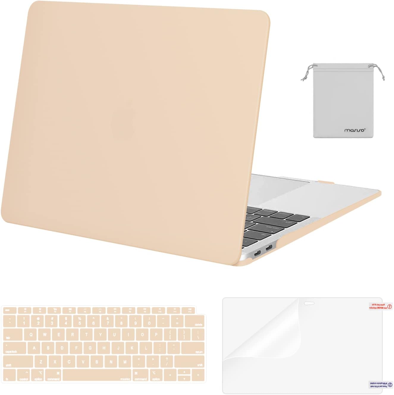 MOSISO Compatible with MacBook Air 13 inch Case M1 Chip 2021-2018 Release A2337 A2179 A1932, Plastic Hard Shell&Keyboard Cover&Screen Film&Storage Bag for MacBook Air 13.3 inch Case, Crystal Midnight