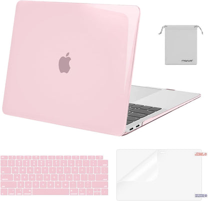 MOSISO Compatible with MacBook Air 13 inch Case M1 Chip 2021-2018 Release A2337 A2179 A1932, Plastic Hard Shell&Keyboard Cover&Screen Film&Storage Bag for MacBook Air 13.3 inch Case, Crystal Midnight