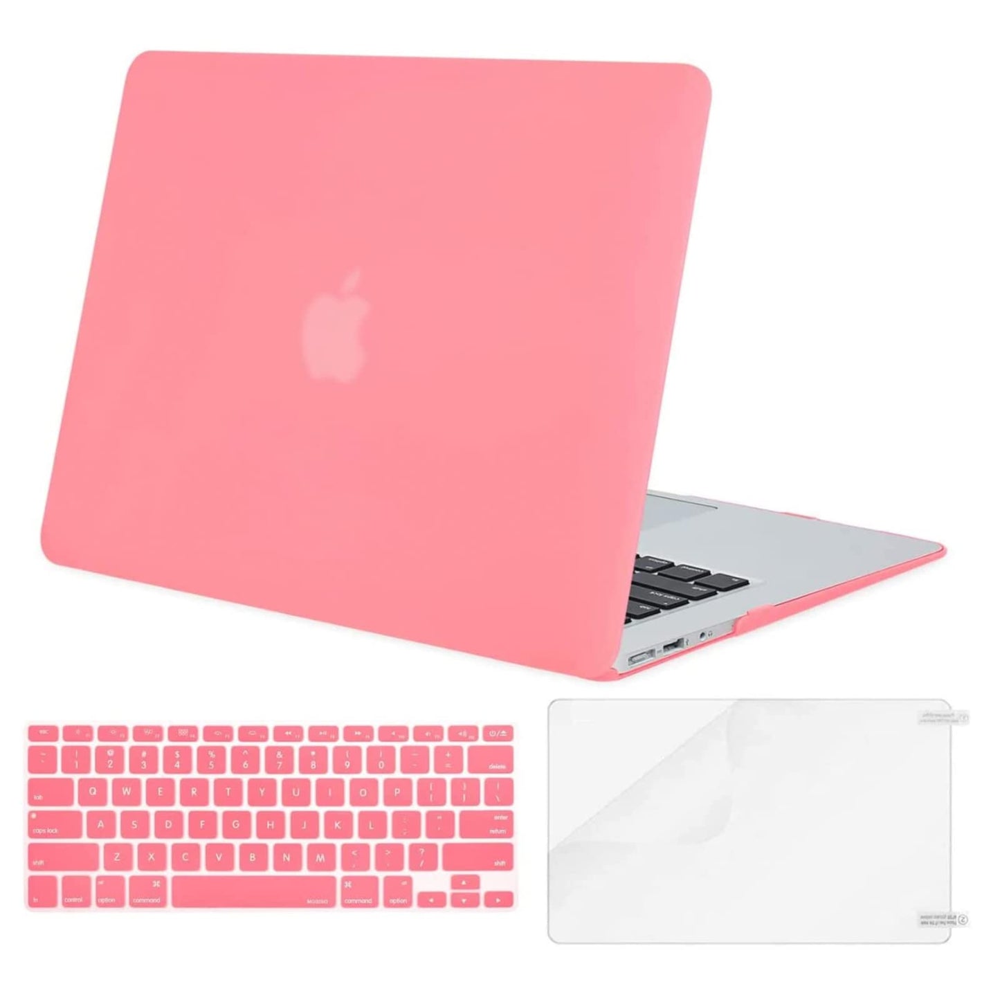 MOSISO Compatible with MacBook Air 13 inch Case (Models: A1369 & A1466, Older Version 2010-2017 Release), Protective Plastic Hard Shell Case & Keyboard Cover & Screen Protector, Rose Quartz