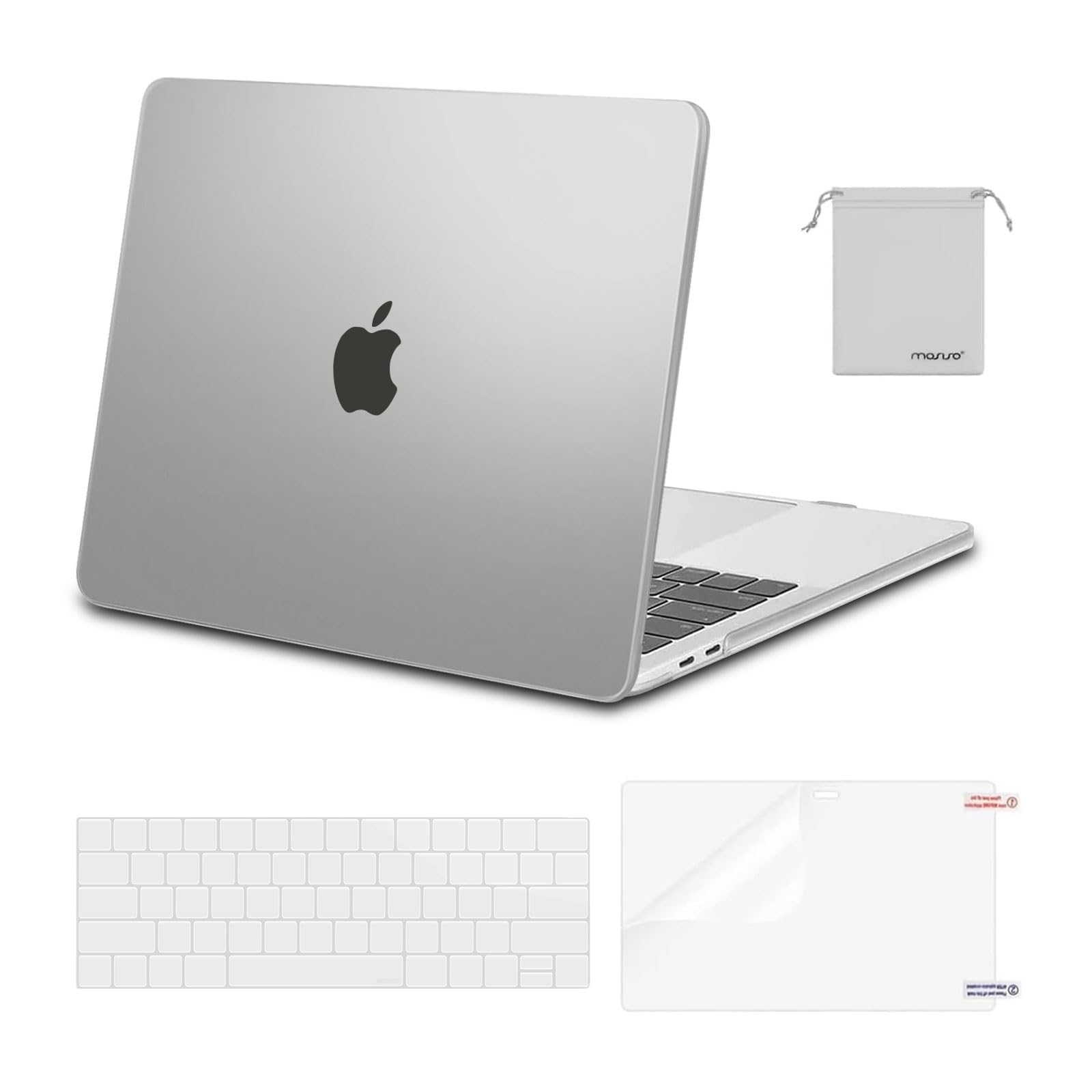MOSISO Compatible with MacBook Pro 13 inch Case M2 2025, 2024, 2023, 2022-2016 A2338 M1 A2251 A2289 A2159 A1989 A1708 A1706, Plastic Hard Shell&Keyboard Cover&Screen Film&Storage Bag, Chalk Pink
