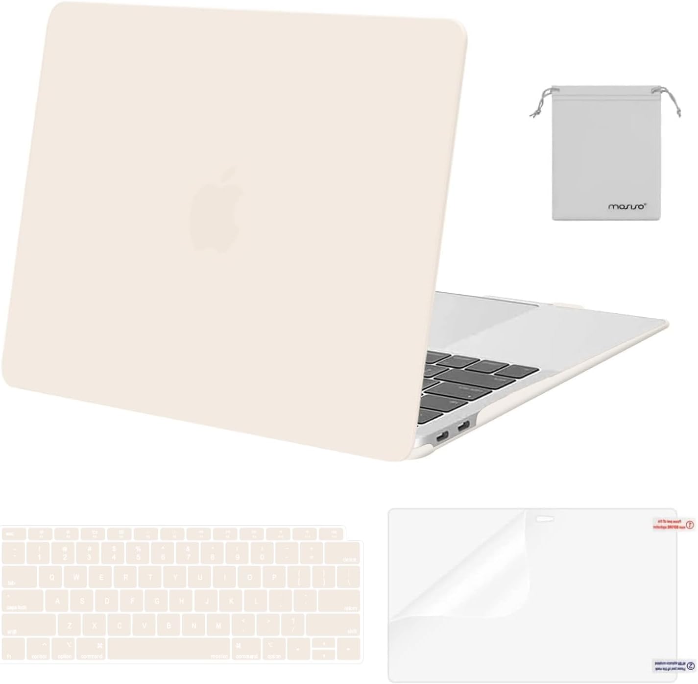 MOSISO Compatible with MacBook Air 13 inch Case M1 Chip 2021-2018 Release A2337 A2179 A1932, Plastic Hard Shell&Keyboard Cover&Screen Film&Storage Bag for MacBook Air 13.3 inch Case, Crystal Midnight