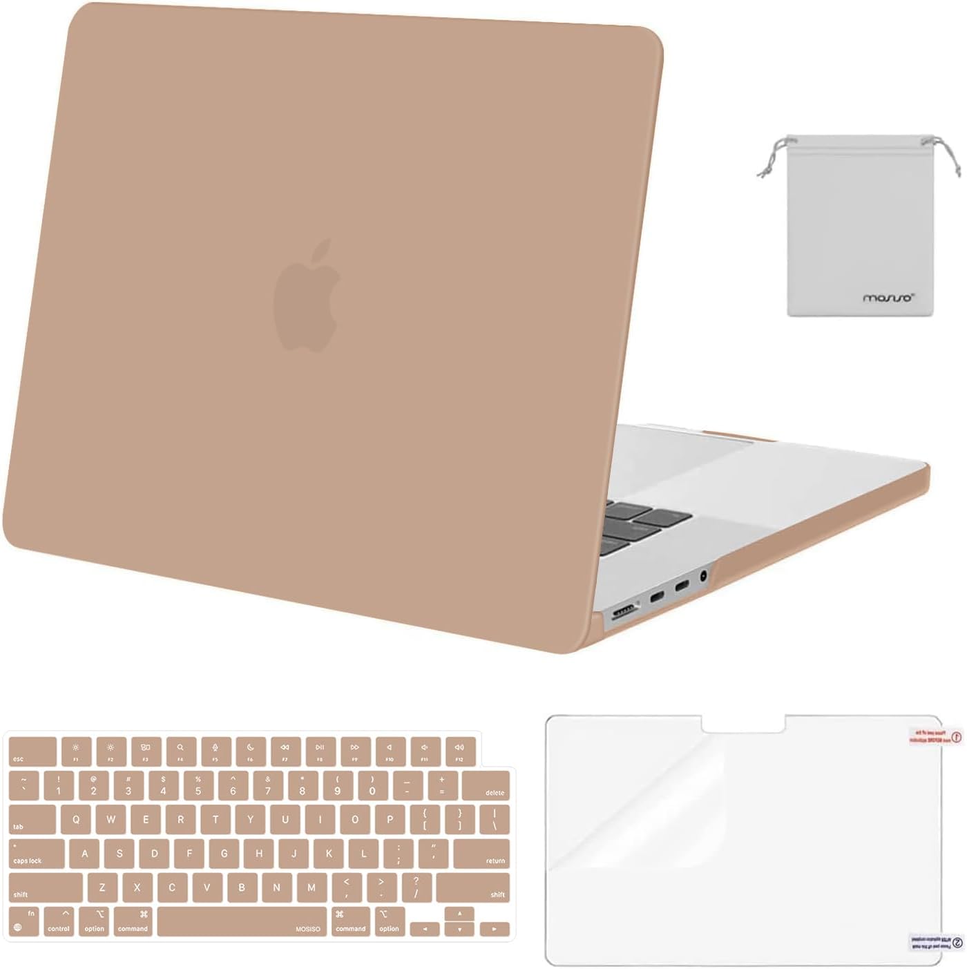 MOSISO Compatible with MacBook Pro 16 inch Case M5 2026 M4 2025 M3 M2 M1 2024-2021 A3429 A3428 A3403 A3186 A2991 A2780 A2485, Protective Hard Shell&Keyboard Cover&Screen Film&Pouch