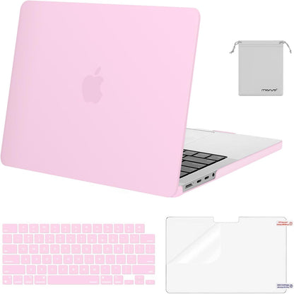 MOSISO Compatible with MacBook Pro 14 inch Case M5 2026 M4 2025 M3 M2 M1 2024-2021 A3427 A3426 A3434 A3112 A3185 A3401 A2918 A2992 A2779 A2442,Hard Case&Keyboard Skin&ScreenFilm&Pouch, Rose Quartz