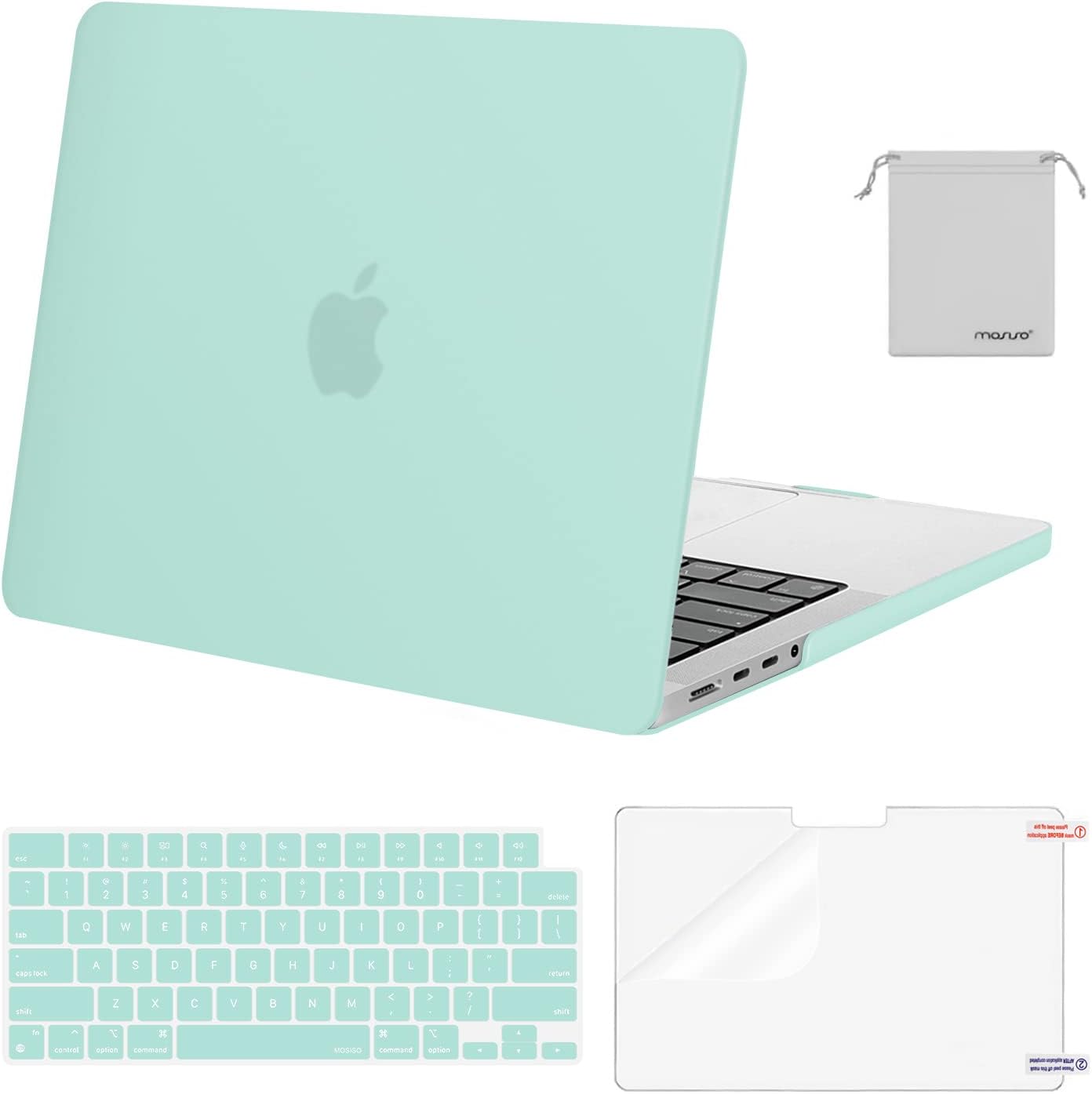 MOSISO Compatible with MacBook Pro 14 inch Case 2025 2024 2023 2022 2021 M4 M3 M2 M1 A3112 A3185 A3401 A2918 A2992 A2779 A2442, Plastic Hard Shell&Keyboard Cover&Screen Film&Pouch, Transparent