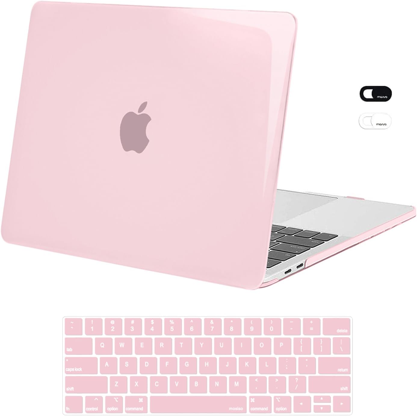 MOSISO Compatible with MacBook Pro 13 inch Case M2 2026, 2025, 2024-2016 A2338 M1 A2251 A2289 A2159 A1989 A1708 A1706,Plastic Hard Case&Keyboard Skin&Webcam Cover for MacBook Pro 13.3, Rose Quartz