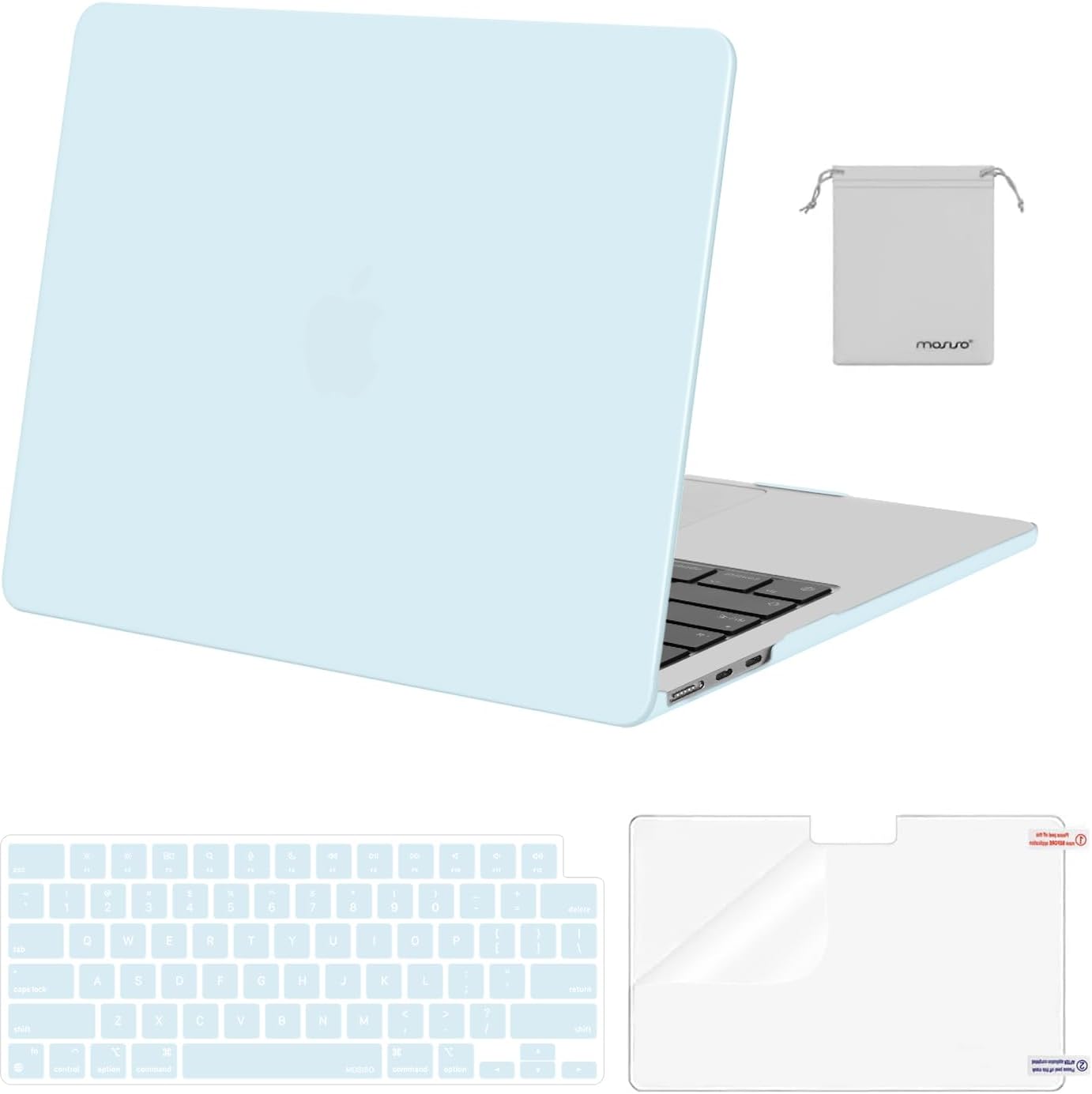 MOSISO Compatible with MacBook Air 13 inch Case M5 2026 M4 2025 M3 M2 2024-2022 A3449 A3240 A3113 A2681,Hard Shell&Keyboard Cover&Screen Film&Pouch for MacBook Air 13.6 inch Case, Crystal Clear