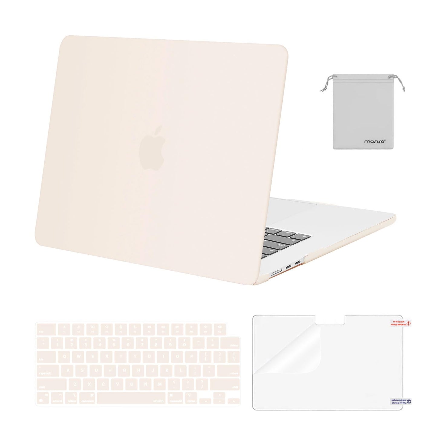 MOSISO Compatible with MacBook Air 15 inch Case M4 M3 M2 2025 2024 2023 Release A3241 A3114 A2941 with Touch ID, Plastic Hard Shell Case&Keyboard Cover&Screen Protector&Storage Bag, Crystal Clear