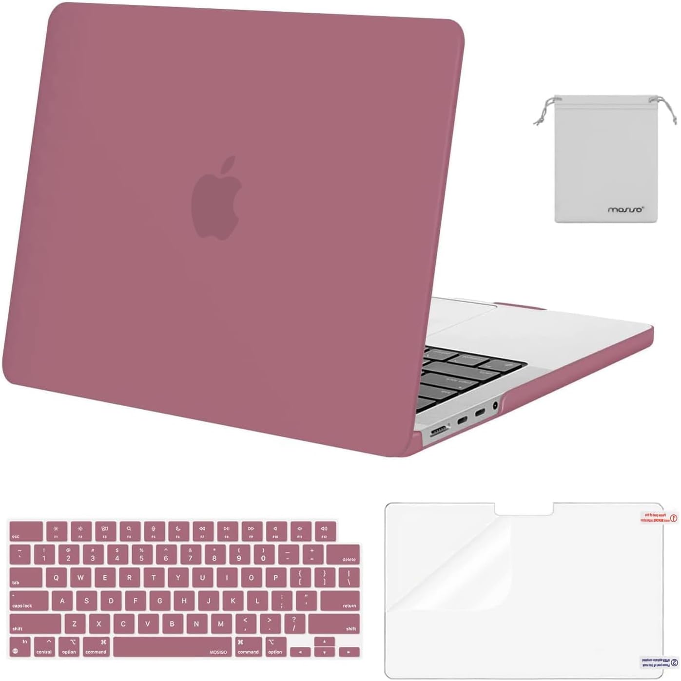 MOSISO Compatible with MacBook Pro 14 inch Case 2025 2024 2023 2022 2021 M4 M3 M2 M1 A3112 A3185 A3401 A2918 A2992 A2779 A2442, Plastic Hard Shell&Keyboard Cover&Screen Film&Pouch, Transparent