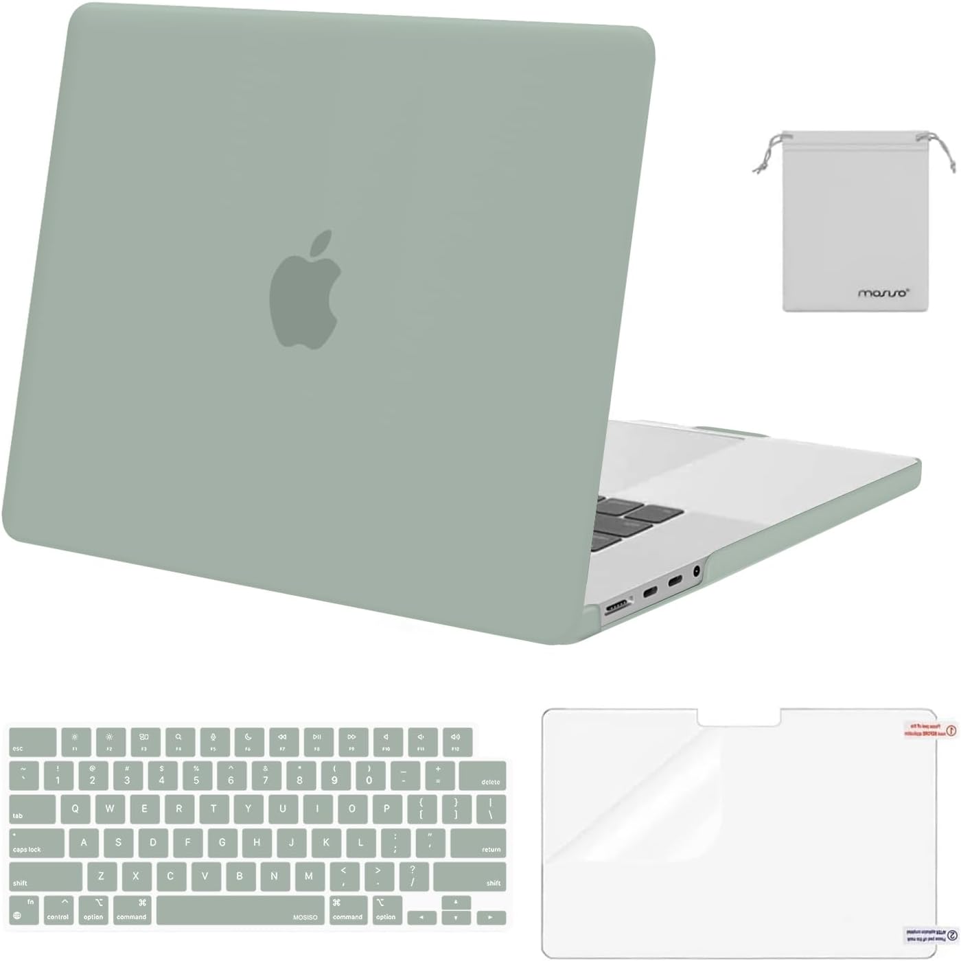 MOSISO Compatible with MacBook Pro 16 inch Case M5 2026 M4 2025 M3 M2 M1 2024-2021 A3429 A3428 A3403 A3186 A2991 A2780 A2485, Protective Hard Shell&Keyboard Cover&Screen Film&Pouch