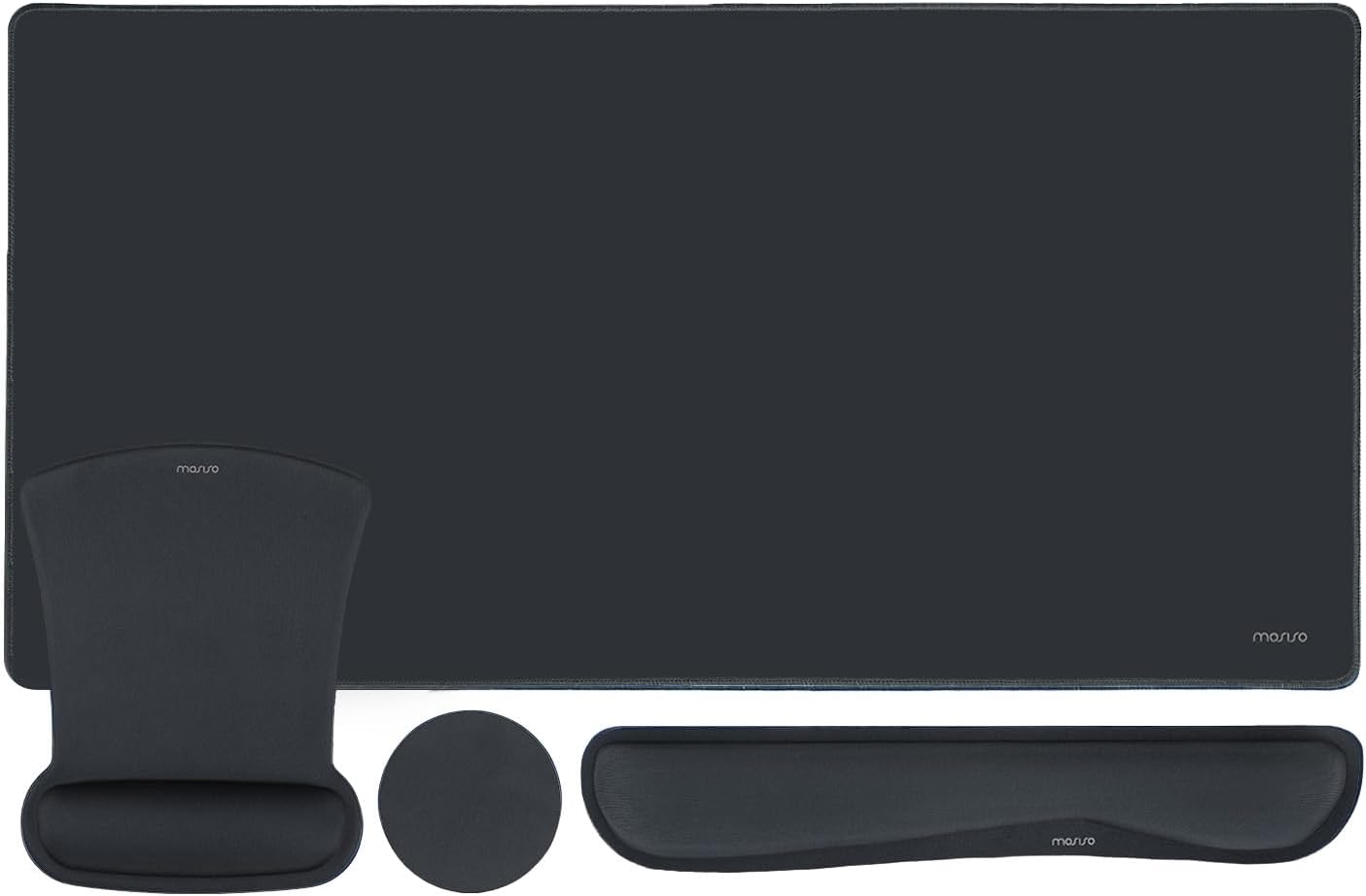 MOSISO Keyboard Mouse Pad Set, Large Gaming Mousepad&Keyboard Wrist Rest&Mouse Wrist Rest&Coaster, Ergonomic Non-Slip Mousepad&Easy Typing Cushion with Memory Foam for Home Office