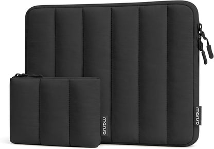 MOSISO Vertical Quilted Puffy Laptop Sleeve, 13.3/14/16 Inch Fit, 3 Layer Padding & Matching Color Accessory Pouch