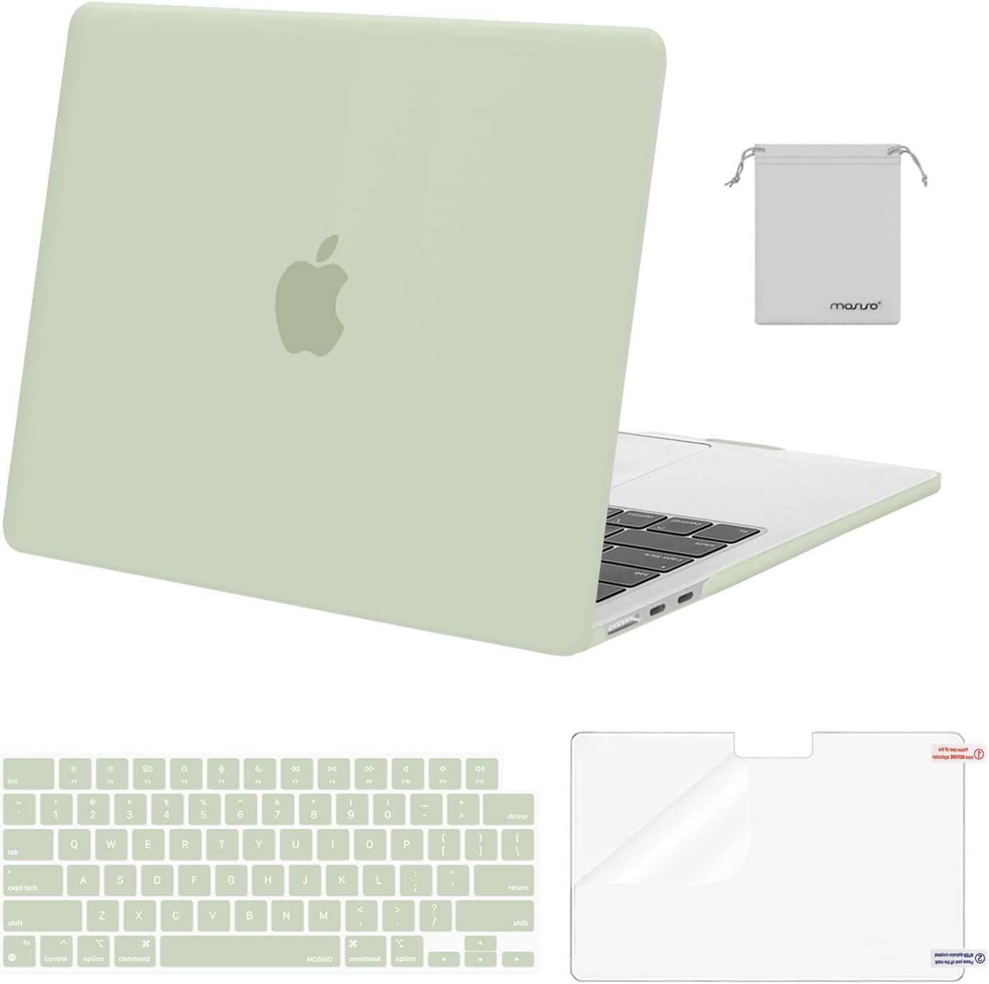 MOSISO Compatible with MacBook Air 13 inch Case M5 2026 M4 2025 M3 M2 2024-2022 A3449 A3240 A3113 A2681,Hard Shell&Keyboard Cover&Screen Film&Pouch for MacBook Air 13.6 inch Case, Crystal Clear